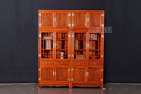 中式雕花书柜正面